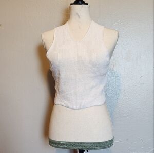 A.L.C White Halter Tank Top Cotton Crop Top Sweater